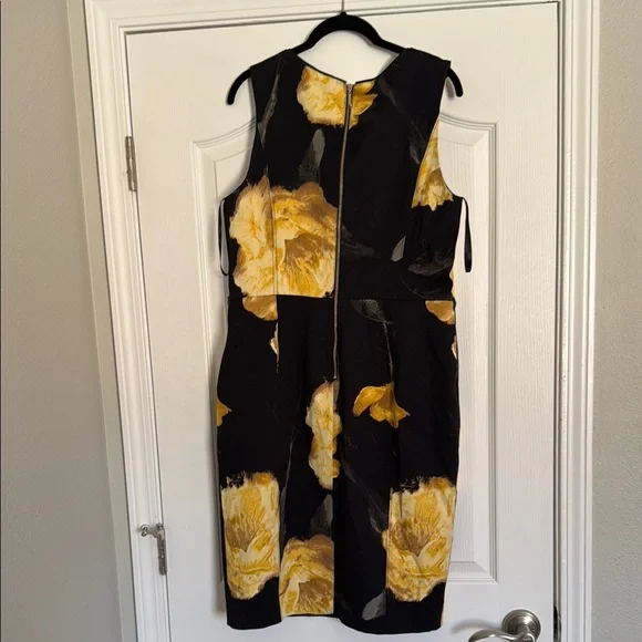 White House Black Market Black and Gold Sheath Midi Dress for Cocktail - Picture 2 of 2